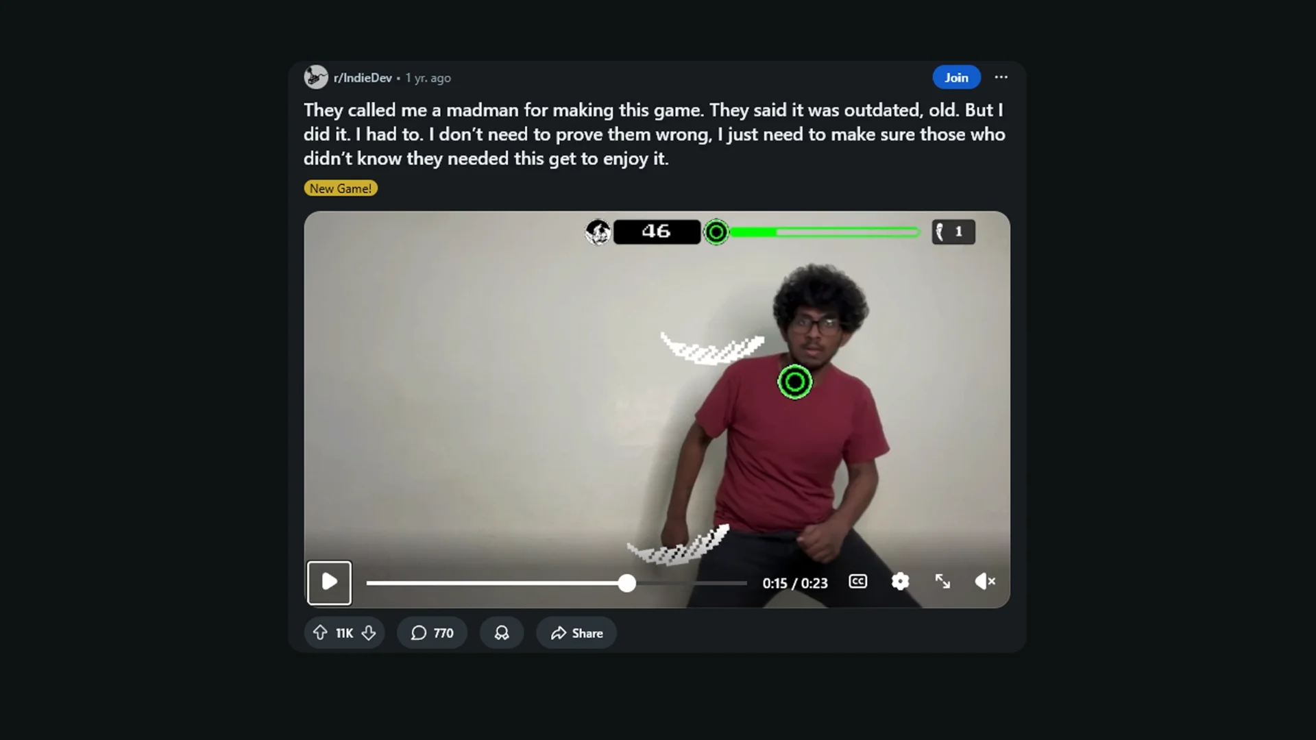 Leveraging player psychology on Reddit, generating 11k+ upvotes, converting 25% into wishlists with 70% conversion, and gaining features on 80LV; streamed by top creators like Sodapoppin.